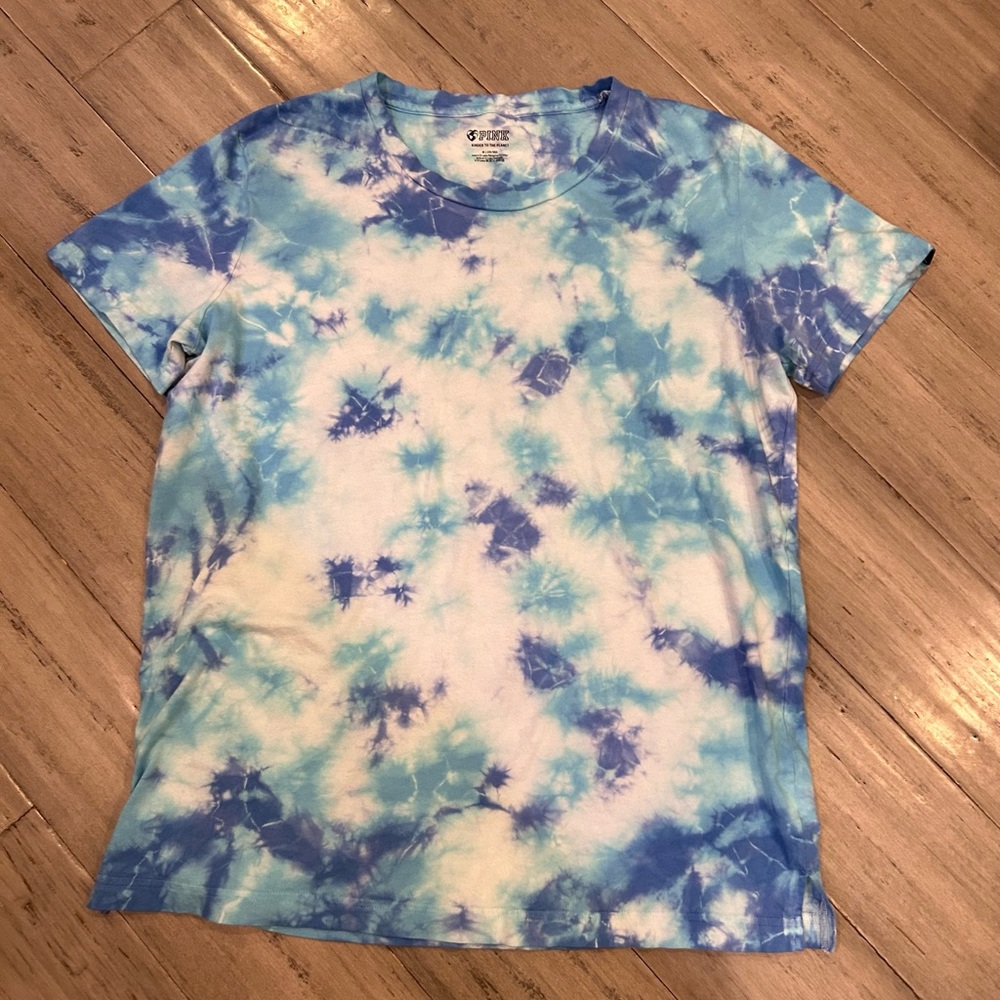 PINK Victoria's Secret Blue Tie-Dye Tee